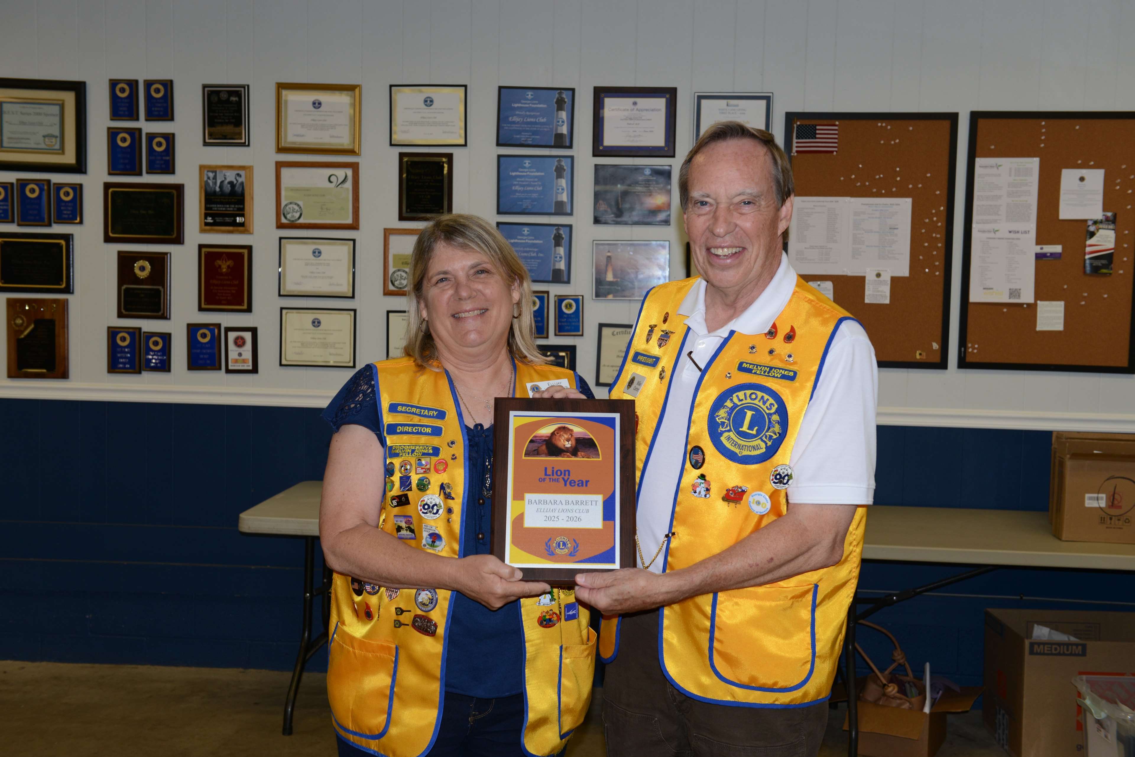 Lions Club members presenting the Lion of the Year award