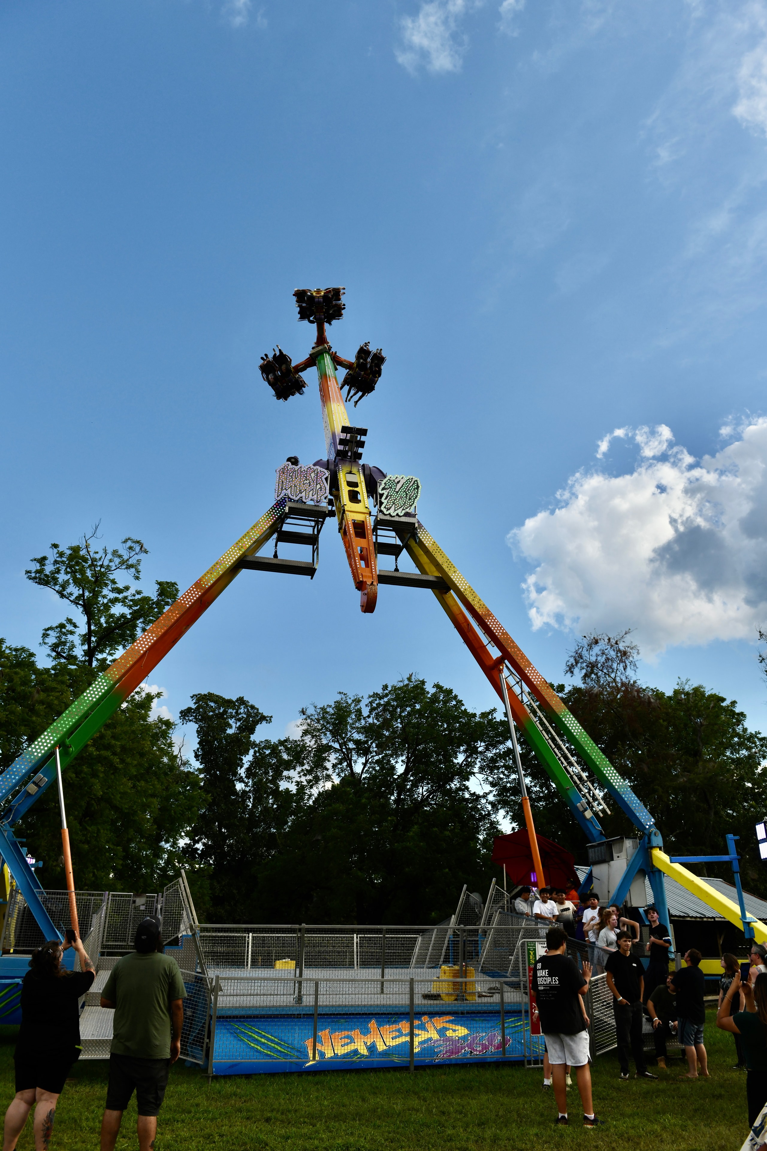 Amusement park pendulum ride at the Gilmer County Fair