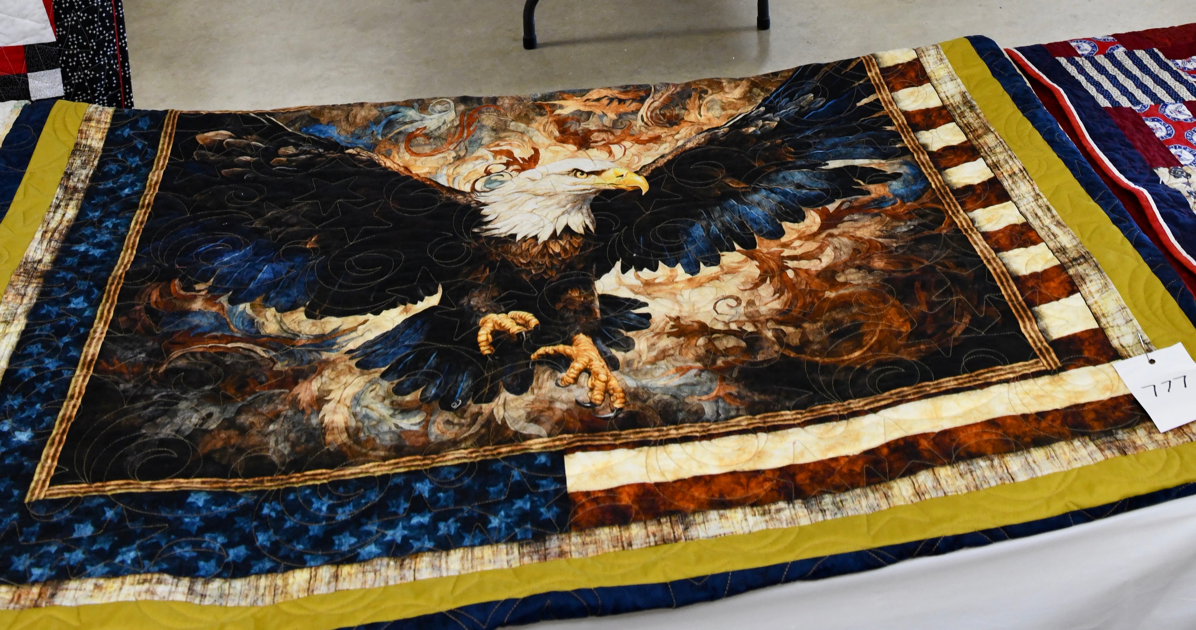 Eagle-themed quilt displayed at the craft show at the Gilmer County Fair
