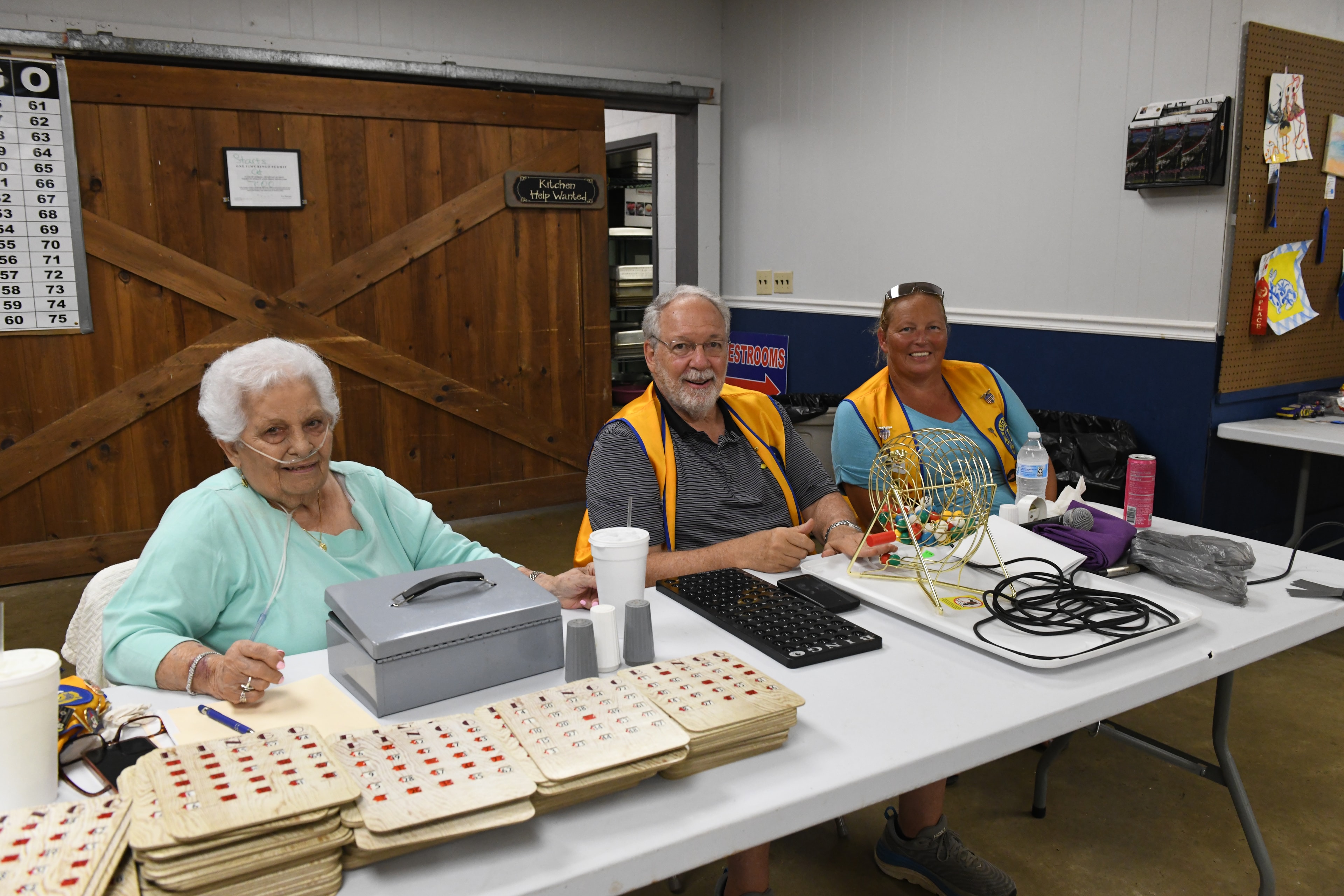 Ellijay Lions Club volunteers managing the bingo table
